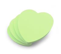 Evergreen Goods Blocs Adhésifs Vert 7,6 x 7,6cm | Lot de 4, 400 Feuilles | Adhésif Amovible, Vert Pastel, en Forme de Cœur, 100 Feuilles par Bloc, Sans Résidu, pour Bureau, Maison et École