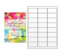 Evergreen Goods Étiquettes autocollantes prédécoupées A4 | Blanc mat imperméable Vinyle | 3x8 (24 par feuille) 240 étiquettes au total, 10 feuilles | Impression jet d'encre/laser