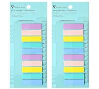 Evergreen Goods Lot de 2 paquets de 400 feuilles de 10 couleurs, 44 mm x 12 mm, marqueurs de notes adhésifs inscriptibles et repositionnables avec règle transparente de 14 cm pour cahiers, livres à