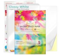 Evergreen Goods Lot de 30 feuilles de papier adhésif brillant A4 - Feuilles durables pour imprimantes à jet d'encre et laser - Papier à dos adhésif