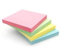 Evergreen Goods™ Lot de 4 blocs de notes adhésives de couleur pastel | Forme carrée Couleurs assorties (jaune, rose, bleu, vert) Adhésif amovible | 100 feuilles par bloc - 76 x 76 mm | Rappels,