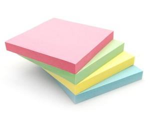 Evergreen Goods™ Lot de 4 blocs de notes adhésives de couleur pastel | Forme carrée Couleurs assorties (jaune, rose, bleu, vert) Adhésif amovible | 100 feuilles par bloc - 76 x 76 mm | Rappels,