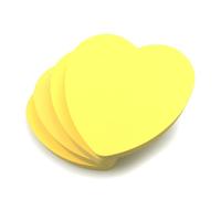 Evergreen Goods Lot de 4 Blocs de Notes Cœur Jaune Fluo 7,6 x 7,6cm | Notes Amovibles, Adhésives, en Forme de Cœur, Jaune Fluo | 100 Feuilles par Bloc | Sans Résidu | Bureau, Maison, École