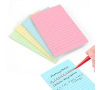 Evergreen Goods Lot de 4 blocs-notes adhésives lignées | Grands post-it pastel pour étude, révision et bureau (jaune, rose, bleu et vert) Forte adhérence, 100 feuilles/bloc