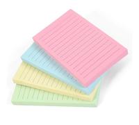 Evergreen Goods Lot de 400 notes adhésives lignées Couleurs pastel 100 feuilles par bloc (76 x 127 mm) 4 blocs-notes Jaune, rose, bleu, vert Adhésif amovible pour étude, bureau et mémos