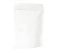 Evergreen Goods Lot de 50 sacs d'emballage en papier blanc à fond plat avec film intérieur, fermeture éclair réutilisable et scellables à la chaleur pour thé, grains de café, noix (150 x 210 mm)