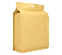 Evergreen Goods Lot de 50 sacs d'emballage en papier kraft marron à fond plat avec film intérieur, fermeture éclair réutilisable et scellables à la chaleur pour thé, grains de café, noix (120x220mm)