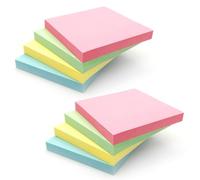 Evergreen Goods Lot de 8 blocs-notes adhésifs pastel, 100 feuilles par bloc, 76 x 76 mm, colorés, amovibles, en bleu, rose, vert, jaune pour la prise de notes, les listes de choses à faire et les