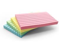 Evergreen Goods Ltd 400 Notes Adhésives Rectangulaires Lignées Pastel(76x126mm),Blocs-Notes Adhésifs Amovibles Colorés Bleu,Rose,Vert,Jaune,Lot 4 Blocs(100 Feuilles Chacun),Utilisation Au Bureau