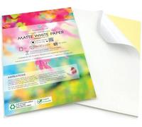 Evergreen Goods Ltd Lot de 500 feuilles de papier autocollant mat A4 Blanc mat Papier photo durable pour imprimantes à jet d'encre et laser Papier d'impression à dos adhésif parfait pour étiquettes