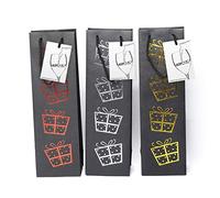 Evergreen Goods Ltd Lot de 6 Sacs de Transport pour Bouteille de vin avec étiquette Cadeau et poignées Noir Taille Unique 39 cm x 12 cm x 9 cm