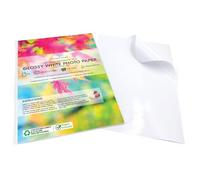 Evergreen Goods Papier Autocollant A4 Brillant Blanc | 100 Feuilles 200gsm | Lot imprimé, anti-éclaboussures | Imprimantes jet d'encre et laser | Étiquette pour traceur de découpe