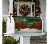 Evergreen Housse magnétique de boîte aux lettres motif arbres d'hiver festifs, neige, lune, Noël, décoration saisonnière pour extérieur, jardin, cour, 53,3 x 64,9 cm, vert