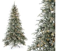 Evergreen sapin de Noël artificiel épicéa Frost vert 210 cm avec guirlande lumineuse