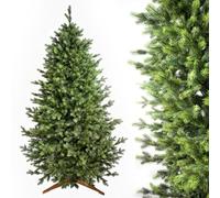 EVERGREEN TREE® Sapin de Noël Artificiel 150 cm - 100% Éléments Moulé par Injection - Arbre de Noël Réaliste avec Support en Bois à la Main, Fabriqué dans l'UE - Christmas Tree