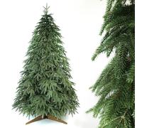 Evergreen Tree® Sapin de Noël artificiel 150 cm - 100 % moulé par injection avec support en bois naturel - Fabriqué en UE - Aspect naturel