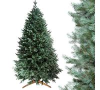 Evergreen Tree Sapin de Noël artificiel - 210 cm - 100 % moulé par injection - Avec support en bois - Fabriqué dans l'UE - Sapin de Noël artificiel
