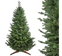 EVERGREEN TREE® Sapin de Noël artificiel - 50, 120, 150, 180, 210, 230, 250 cm - 100 % moulé par injection - Avec support en bois naturel - Fabriqué dans l'UE