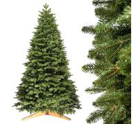 EVERGREEN TREE® Sapin de Noël artificiel Premium 180 cm - 100% Sapin de Noël en moulage par injection avec branches 3D - Réaliste et dense, sapin de Noël avec socle en bois, fabriqué dans l'UE