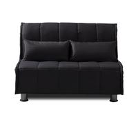 EVERGREENWEB - Canapé-lit 2 Places Convertible en Lit avec Matelas 120x190 Effet Massant 0rthopédique, Sofa Bed avec Housse Déhoussable et Lavable Couleur Noir, Coussins Ultra-Doux Inclus - Evening