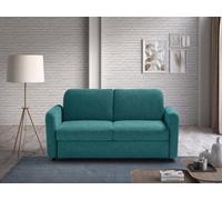 EVERGREENWEB Canapé-lit 2 Places Convertible en Lit Double Fonction de Couchage en Tissu Vert Pétrole Dossier Inclinable Clic Clack à Double Coussin Canapé avec Chaise Longue Structure Renforcée NELLY
