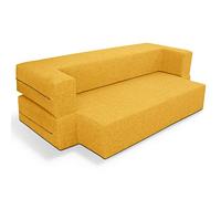 EvergreenWeb Canapé Lit 2 Places Déhoussable et Lavable Revêtement Déperlant, Excellent Confort d'Assise, Canapé de Sol Convertible en Matelas Double Confortable Jaune | Tétris