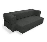 EvergreenWeb Canapé Lit 2 Places Déhoussable et Lavable Revêtement Déperlant, Excellent Confort d'Assise, Canapé de Sol Convertible en Matelas Double Confortable Anthracite | Tétris