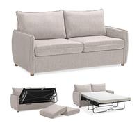 EVERGREENWEB - Canapé-lit 2 places L170 x P90 x A75 avec matelas double mémoire de 10 cm de haut, moderne tissu beige, dossier à double coussin amovible, structure renforcée pliable, GRACE
