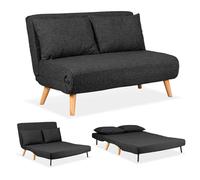 EVERGREENWEB - Canapé-Lit Banquette Convertible en lit | Fauteuil-lit Relax avec Matelas 120 cm et Coussin rembourré | Canapé clic-clac 2 Places avec Pieds en Bois | Foldy Gris Foncé