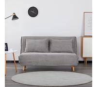 EVERGREENWEB Canapé-lit Convertible en Lit 2 Places 140 cm en Tissu Gris, Fauteuil-lit Relax Dossier Réglable 5 Positions, Oreillers Amovibles, Pieds en Bois, Canapé Pliant Clic Clac Rembourré, VELVET