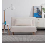 EVERGREENWEB Canapé-lit Convertible en Lit 2 Places Adulte en Tissu Blanc, Fauteuil-lit Relax Dossier Réglable 5 Positions, Oreiller Amovible, Pieds en Bois, Canapé Pliant Clic Clac Rembourré | VELVET