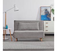 EVERGREENWEB Canapé-lit Convertible en Lit 2 Places Adulte en Tissu Gris, Fauteuil-lit Relax Dossier Réglable 5 Positions, Oreiller Amovible, Pieds en Bois, Canapé Pliant Clic Clac Rembourré | Velvet