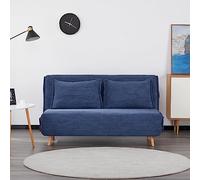EVERGREENWEB Canapé-lit Convertible en Lit 3 Places 160 cm en Tissu Bleu, Fauteuil-lit Relax Dossier Réglable 5 Positions, Oreillers Amovibles, Pieds en Bois, Canapé Pliant Clic Clac Rembourré, VELVET