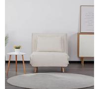 EVERGREENWEB Fauteuil Convertible en Lit 1 Place Adulte en Tissu Blanc, Fauteuil-lit Relax Dossier Réglable 5 Positions, Oreiller Amovible, Pieds en Bois, Canapé-Lit Pliant Clic Clac Rembourré, VELVET