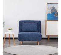 EVERGREENWEB Fauteuil Convertible en Lit 1 Place Adulte en Tissu Bleu, Fauteuil-lit Relax Dossier Réglable 5 Positions, Oreiller Amovible, Pieds en Bois, Canapé-Lit Pliant Clic Clac Rembourré | VELVET