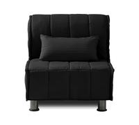 EVERGREENWEB Fauteuil-lit 1 Place Convertible en Lit avec Matelas Simple 80x190 Effet Massant 0rthopédique, Sofa Bed avec Housse Déhoussable et Lavable Couleur Noir, Coussin Ultra-Doux Inclus Evening