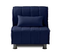 EVERGREENWEB Fauteuil-lit 1 Place Convertible en Lit avec Matelas Simple 80x190 Effet Massant 0rthopédique, Sofa Bed avec Housse Déhoussable et Lavable Couleur Bleu, Coussin Ultra-Doux Inclus Evening