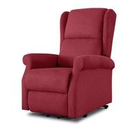 EVERGREENWEB Fauteuil Relax Electrique Inclinable avec Système de Relevage pour Personnes Âgées avec Bouton, Dossier et Repose-Pied Réglables Siège Ergonomique en Tissu Rouge, Capacité 150 kg, Athena