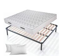 Evergreenweb - Kit sommier et Matelas Haut 19 cm avec Coussin memorie de Forme gratuites, lit Simple Complet Evergreen, Matelas orthopédique en Mousse, sommier à Lattes orthopédique (Kit, 160x200 cm)