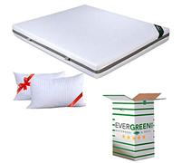 EVERGREENWEB - Matelas 140x195 cm + 2 Oreillers GRATUIT, Mousse Ergonomique, Épaisseur 20 cm, Mousse H.R Orthopédique, Housse Blanc Rembourré Effet de Massage, Tissu Amovible Lavable et Hypoallergenic