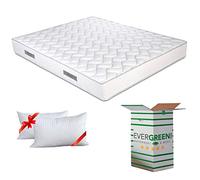 EVERGREENWEB Matelas 140x195 cm + Oreillers GRATUIT Mousse Anatomique - Épaisseur 20cm - Mousse H.R - Système Triple Couche - 7 Zones de Confort - Indépendance de Couchage Ergonomique Hypoallergénique