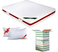 EVERGREENWEB® Matelas 160x200 Mémoire de Forme avec 2 Oreillers Gratuit, Zones Différenciées 22 cm de Hauteur, Housse Effet de Massage Amovible Lavable Anti Acarien, Degré de dureté 2-3 Haute Densité