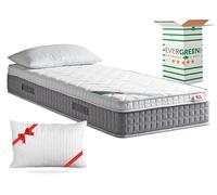 EVERGREENWEB Matelas 75x190 avec Surmatelas intégré en Mousse à Mémoire de Forme 7 Zones Ergonomique, 25 cm de hauteur + Oreiller GRATUIT, Housse Blanc Rembourré à Effet Massant Tissu Hypoallergénique