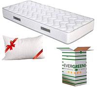EVERGREENWEB Matelas 80x190 cm + Oreiller GRATUIT Mousse Anatomique - Épaisseur 20 cm - Mousse H.R - Système Triple Couche - 7 Zones de Confort - Indépendance de Couchage, Ergonomique Hypoallergénique