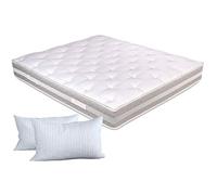 EVERGREENWEB - Matelas Double 160 x 190 Epassier 25 cm pour lit avec surmatelas en 100% Latex déhoussable et Lavable, Rembourrage Doux Effet Plume + Oreiller en Latex Offert