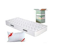 EVERGREENWEB - Matelas Simple 80x200 en Mousse Waterfoam Élastique de 20 cm de Hauteur avec 1 Coussin Memory Foam, Orthopédique, 7 Zones de Confort, Revêtement Blanc Effet MASSANT Tissu Anti-Acariens