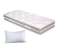 EVERGREENWEB - Matelas Simple 90 x 190 Epassier 25 cm pour lit avec surmatelas en 100% Latex déhoussable et Lavable, Rembourrage Doux Effet Plume + Oreiller en Latex Offert