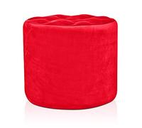 EVERGREENWEB Pouf Repose-pieds rond en velours rouge diamètre 50 cm hydrofuge, pouf pour canapé excellent comme assise, pour salon et chambre à coucher, design Made in Italy - Pouf diamant