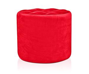 EVERGREENWEB Pouf Repose-pieds rond en velours rouge diamètre 50 cm hydrofuge, pouf pour canapé excellent comme assise, pour salon et chambre à coucher, design Made in Italy - Pouf diamant