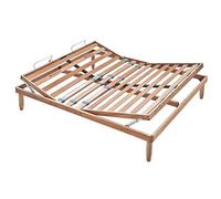 EVERGREENWEB Sommier à Lattes 160x200 cm de Relaxation Manuel, Tête et Pieds Réglables, Cadre Del Lit en Bois Solide hêtre Comfort pour Enfant et Adultes avec 5 Pieds Amovible - Hauteur finie 35 cm